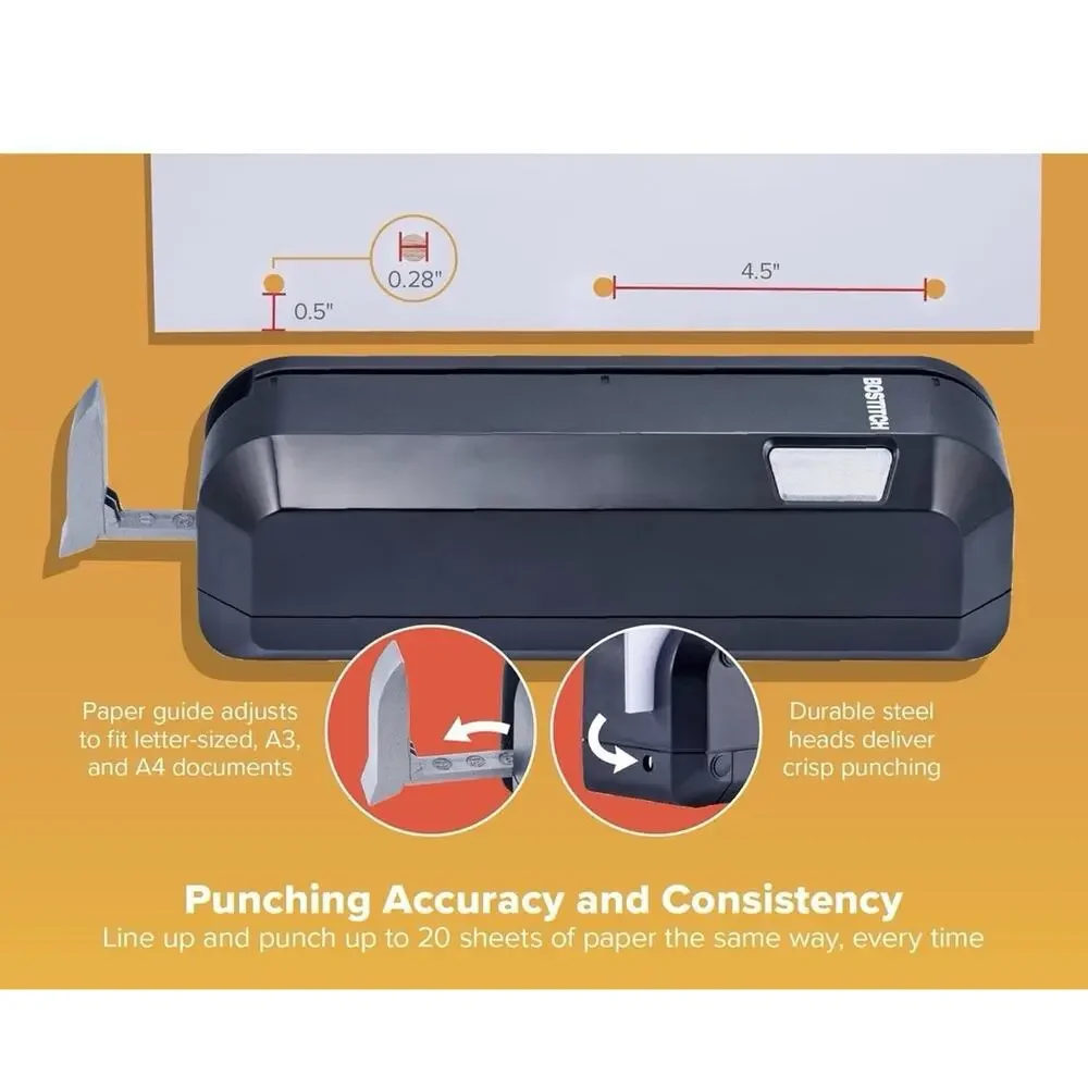 Bostitch EHP20-BLK Electric 3-Hole Punch